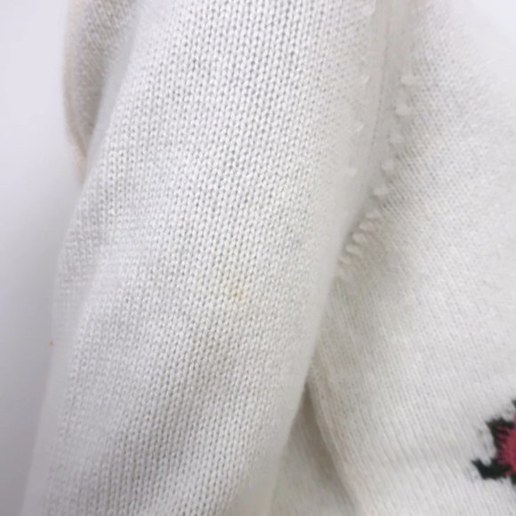 Christian Dior Floral-Embroidered Cashmere Sweater Cream Size 42 - Picture 4 of 8